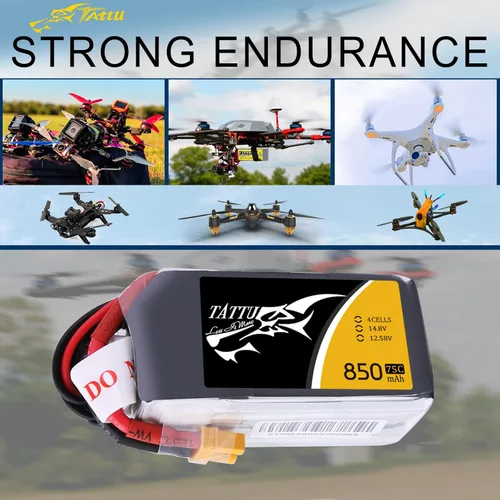 Miniatura 5 de Tattu Paquete de batería LiPo de 14.8V 4S 75C 850mAh con enchufe XT30 para multirotor FPV de tamaño 100 a 180 Owl Racing Quadcopter