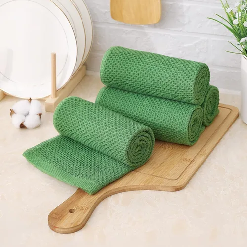 Miniatura 304 de Kitinjoy - Paños de cocina de 100 % algodón, tela de tejido gofrado, paño de limpieza ultrasuave, absorbente y de secado rápido. Beige