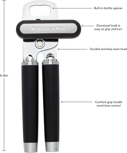 Miniatura 3 de KitchenAid Abrelatas y abrebotellas multifunción gourmet, 8.36 pulgadas, color negro
