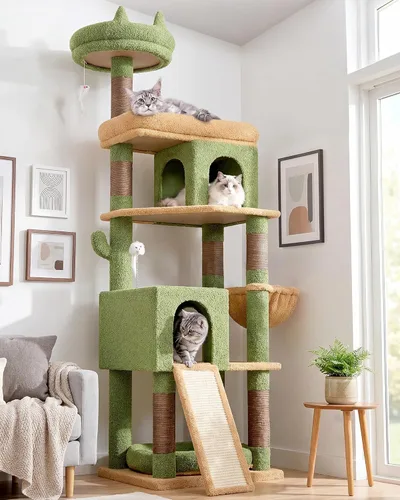 Miniatura 13 de Globlazer Árboles para Gatos de Servicio Pesado para Gatos Grandes, Árbol para Gatos Maine Coon Resistente de 72 pulgadas para Gatos Grandes de 20+