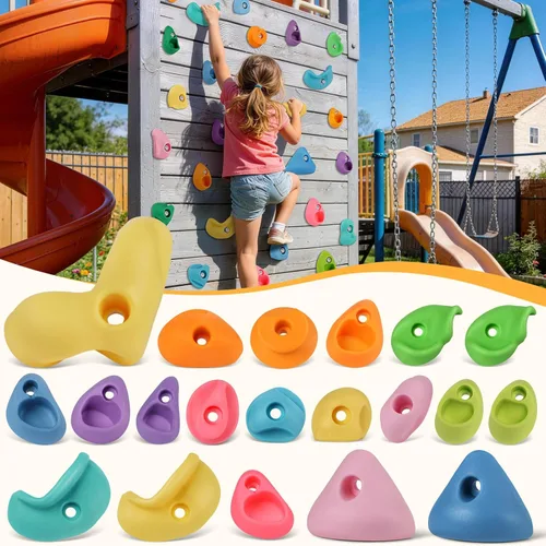 Miniatura 14 de 32 piezas de pared de escalada en roca para niños, soportes de escalada de pared de roca, kits de agarre de pared para escalada de adultos con 32