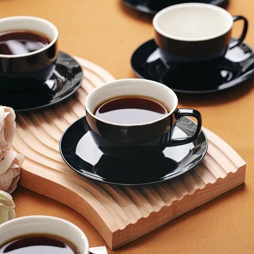Miniatura 6 de BTaT Tazas de té y platillos de porcelana - 6 onzas, negro, juego de 6, adultos
