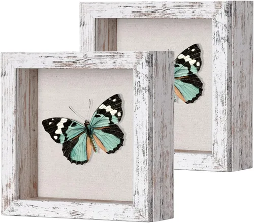 Miniatura 42 de Marco de caja de sombra pequeña de 5 x 5 con parte trasera de lino, resistente vitrina de memoria de flores, imágenes, medallas y más, color negro