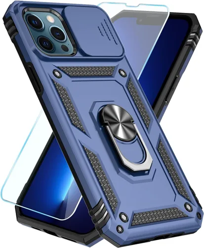Miniatura 17 de SunStory Funda compatible con iPhone 12 Pro Max con protector de pantalla HD, cubierta de cámara deslizante y soporte de anillo giratorio