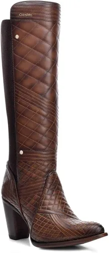 Miniatura 2 de Bota Cuadra Mujer en Piel Genuina con Cremallera y Elástico Marrón