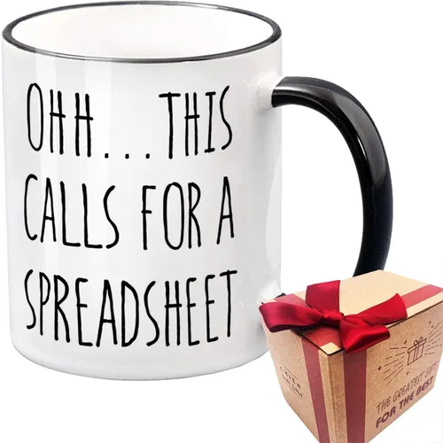 Divertida taza de café con hoja de cálculo, regalo para compañero de trabajo, regalo de Navidad y cumpleaños para contador, taza de contabilidad de