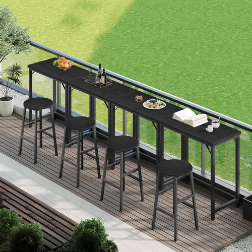 Miniatura 6 de MAHANCRIS Mesa de Bar Estrecha, Mesa de Pub de 160 cm para Sala de Estar, Mesas de Bar con Estructura de Metal Resistente, Mesa de Bar Conectable