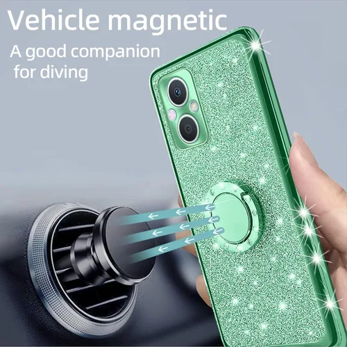 Miniatura 6 de Funda para teléfono N20, OnePlus Nord N20 5G para mujer, bonita funda protectora de TPU transparente suave con purpurina y correa de pie para Verde