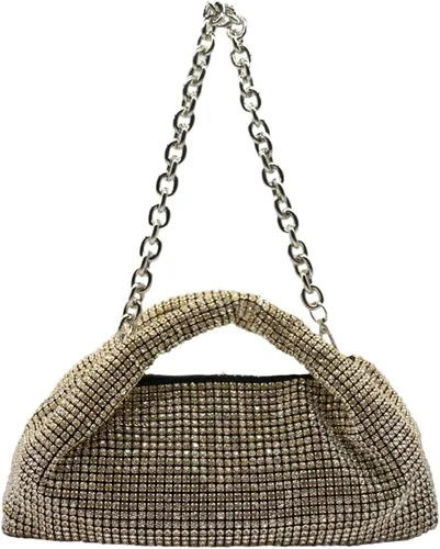 Miniatura 2 de UMREN Bolso de mano anudado con purpurina completa para mujer, con diamantes de imitación de cristal, bolso cruzado de noche con diamantes