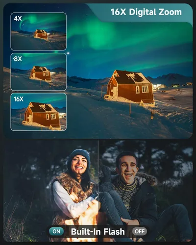Miniatura 5 de Cámaras digitales 8K para fotografía, cámara de vlogging WiFi de 88 megapíxeles con enfoque automático para YouTube con lente para selfies, cámara