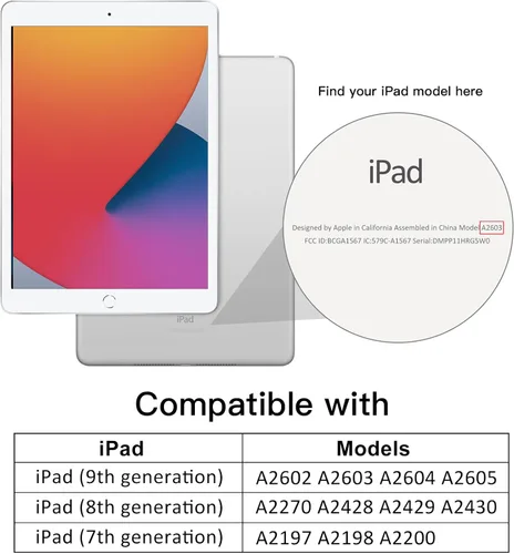 Miniatura 2 de JETech Funda para iPad de 10.2 pulgadas (9ª/8ª/7ª generación, 2021/2020/2019) con soporte para lápices, carcasa trasera transparente, soporte