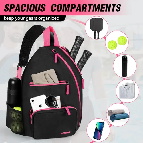 Miniatura 5 de Bolsa de Pickleball AEROBIX para Mujeres y Hombres, Mochila de Pickle Ball - Cremalleras Mejoradas, Gran Capacidad, Bolsillo Acolchado para Pala