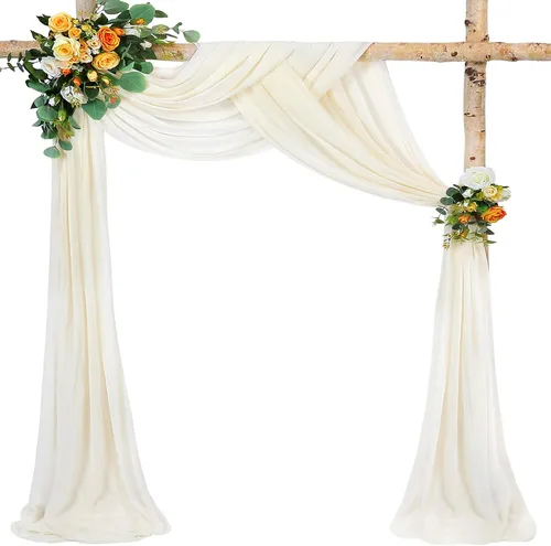 Miniatura 9 de Tela drapeada para arco de boda, 6 paneles de tela de gasa blanca, cortinas de telón de fondo transparente de 6 yardas para decoración de baby Blanco
