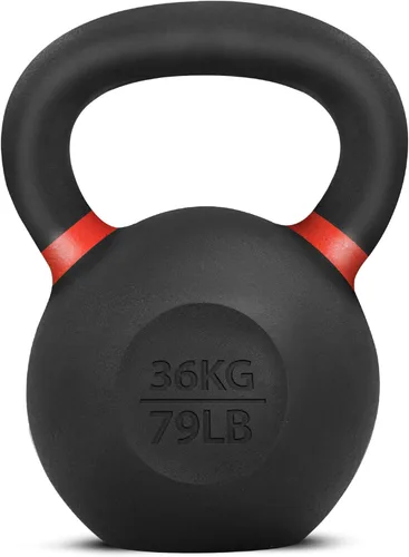 Miniatura 22 de Yes4All Powder Coated Kettlebell, Cast Iron Core Kettlebells with Non-Slip Handle & Flat Bottom for Conditioning, Heavy Duty for Strength Training