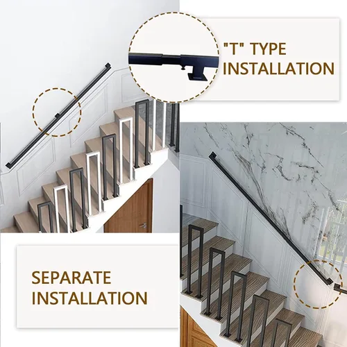 Miniatura 4 de Pasamanos de escaleras 1FT~20F-Kit completo. Pasamanos de escalones para interiores y exteriores, barandilla de tubo cuadrado industrial de metal