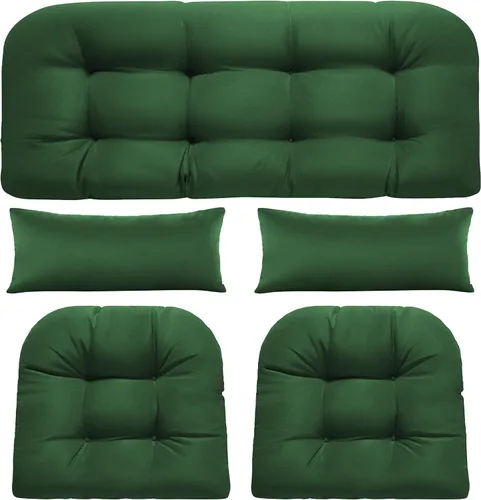 Miniatura 13 de Cojines de silla de mimbre de 5 piezas, cojín impermeable para sofá de mimbre al aire libre, 1 cojín de asiento de amor, 2 cojines en forma de U y 2