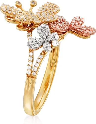 Miniatura 3 de Ross-Simons Anillo de mariposa de diamantes de 0.50 qt t en oro tricolor de 14 quilates