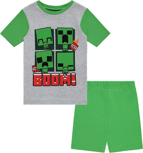 Miniatura 4 de Minecraft Mojang - Conjunto de pijama de manga corta para niños, 4 piezas, pijama de enredadera