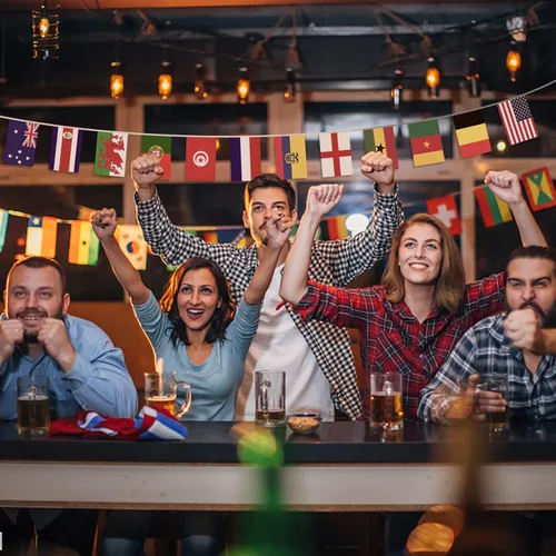 Miniatura 5 de AhfuLife Bandera mundial de 32 países para decoración de fiestas, banderas internacionales de poliéster de doble cara para la Copa del Mundo