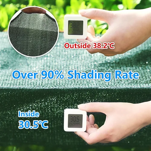 Miniatura 5 de Glieskir Tela de Sombra Verde Negruzco 90% para Jardín, 6.5x10 Pies Red de Sombra Solar Resistente para Jardín, Lona de Malla Duradera con Ojales