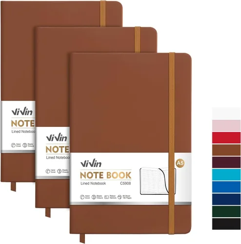 Miniatura 8 de ViVin Cuadernos rayados para trabajo, 192 páginas, tamaño mediano de 5.5 x 8.3 pulgadas, con rayas universitarias, cuadernos A5 de tapa dura