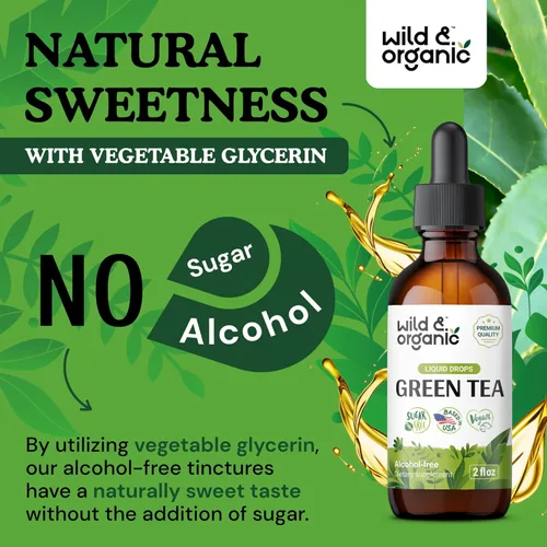 Miniatura 6 de Wild & Organic Gotas Líquidas de Extracto de Té Verde - Suplemento Antioxidante - Suplementos Naturales de Té Verde con Camellia Sinensis - Tintura