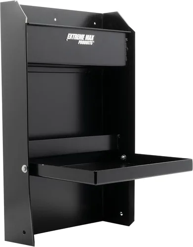 Extreme Max 5001.6119 Junior, gabinete de almacenamiento de estación de trabajo de aluminio de montaje en pared, bandeja de trabajo abatible con