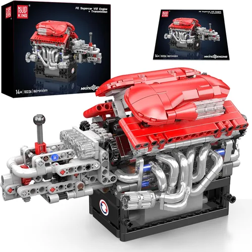 Mould King 10226 FE Supercar V12 Kit de construcción de motor con caja de cambios, modelo mecánico de más de 863 piezas con transmisión de múltiples