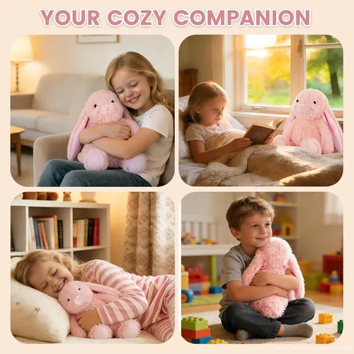 Miniatura 7 de SuzziPals Almohadilla térmica de conejo rosa calentable y refrigerable para calmar y relajar, peluche de conejo rosa lavanda para molestias