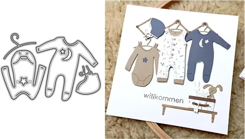 Miniatura 10 de Troqueles de corte para ropa de bebé niña para hacer tarjetas, troqueles de papel de metal para álbumes de recortes, suministros de fabricación de 01