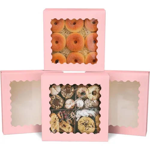 Miniatura 15 de qiqee Cajas de Galletas de Acción de Gracias con Ventana para Dar Regalos Cajas de Golosinas de Otoño 10x10x2.5 pulgadas 30 Paquetes Caja de Día