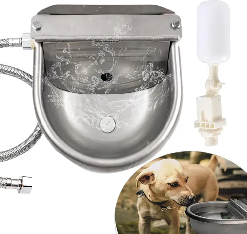Dispensador automático de agua para perros, comedero de agua para perros de gran tamaño de acero inoxidable para exteriores, comedero para aves de