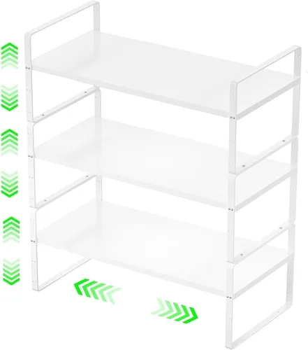 Miniatura 6 de Estante de almacenamiento expandible para armario de cocina, organizador de estantes de almacenamiento de despensa de metal apilables, estante