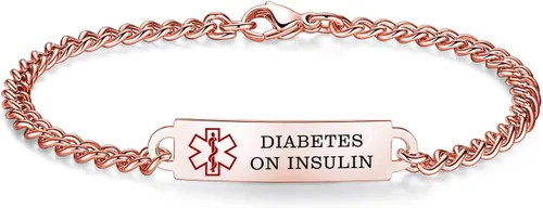Miniatura 49 de Pulseras de identificación de alerta médica de 6.5 "-8.5" para mujeres, pulseras de emergencia médica de acero inoxidable, grabado gratuito