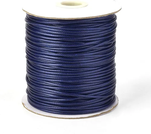 Miniatura 32 de Cordón de poliéster encerado coreano de 100 yardas, hilo de cordón trenzado beige para collar, cuerda de alambre de 0.079 pulgadas con carrete