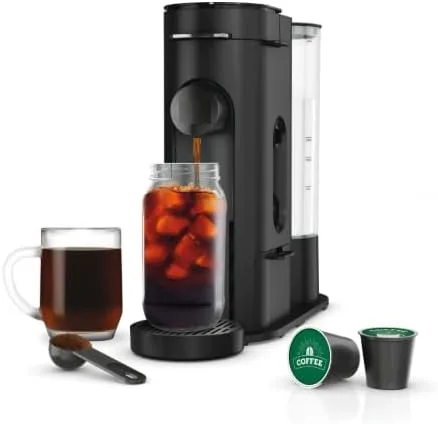 Cafetera de café caliente y helado en cápsulas o molidos de una sola porción con infusión rápida en frío, 4 estilos de preparación, diseño compacto