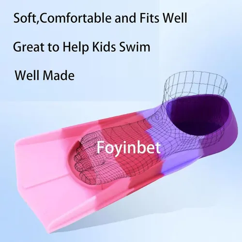 Miniatura 18 de Aletas de natación para niños, aletas cortas para niños y jóvenes, aletas de natación para entrenamiento de natación para niños, niñas, niños
