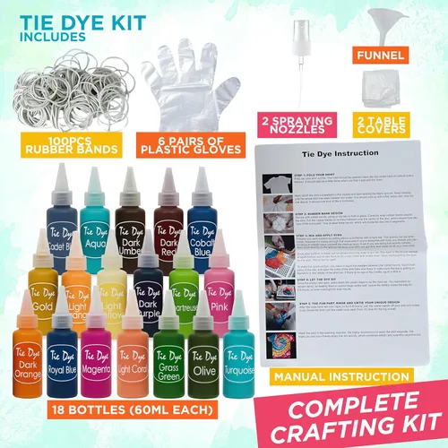Miniatura 2 de Kit de teñido anudado para niños y adultos, juego completo de teñido anudado con polvo de teñido anudado en paquetes de recambio de teñido anudado