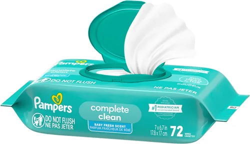 Miniatura 11 de Pampers Toallitas para bebé, limpieza completa y perfumada para bebé, limpia suavemente de la cabeza a los pies, 72 en total (1 paquete abatible)