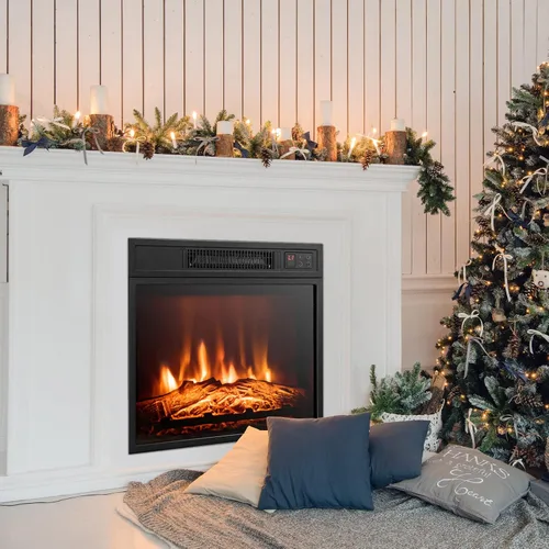 Miniatura 9 de Insertos de chimenea eléctrica de 18 pulgadas, calentador de chimenea empotrado de 1400 W con control remoto, temperatura ajustable y efectos