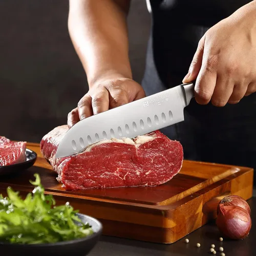 Miniatura 4 de Santoku Knife - Cuchillo Santoku Ultimate de 7 pulgadas, cuchillo de cortar con borde Granton diseñado para verduras, asados, carne, aves, etc.