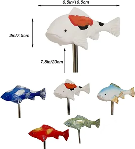 Miniatura 7 de Koi - Esculturas de resina de peces Koi con estaca, esculturas y estatuas de jardín de peces, 3 piezas de esculturas de peces para exteriores, Azul