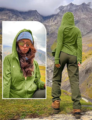 Miniatura 22 de TBMPOY Chaquetas con capucha y protección solar UPF 50+ para mujer, ligeras, de manga larga, para senderismo, exteriores, con cremallera completa
