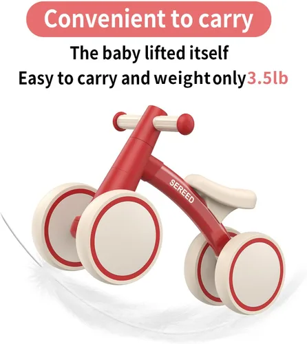 Miniatura 4 de SEREED - Bicicleta de equilibrio para bebés de 1 año, niños y niñas de 12 a 24 meses, primera bicicleta para niños de 4 ruedas, regalos de primer