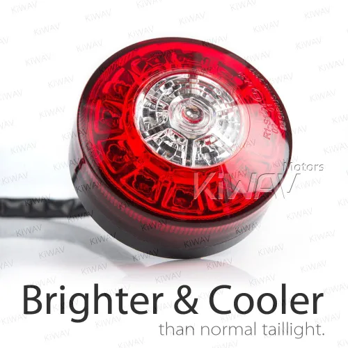 Miniatura 3 de KiWAV Luz trasera redonda/luz de freno LED con soporte de montaje de placa precortada negra