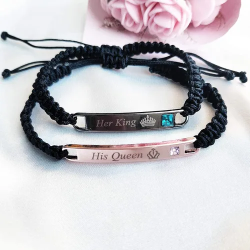 Miniatura 5 de Juego de 4 collares para parejas pulseras magnéticas a juego para novio novia parejas él o ella collares de relación a distancia para parejas