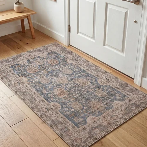 Miniatura 64 de Kuden Alfombra pequeña de 2 x 3, lavable a máquina, parte trasera antideslizante, estilo vintage, suave, pelo bajo, alfombras de área para entrada