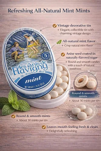 Miniatura 2 de Les Anis de Flavigny Caramelo de menta francesa – Caramelo duro sabor a menta, dulces gourmet naturales en lata clásica, 1.75 onzas cada uno