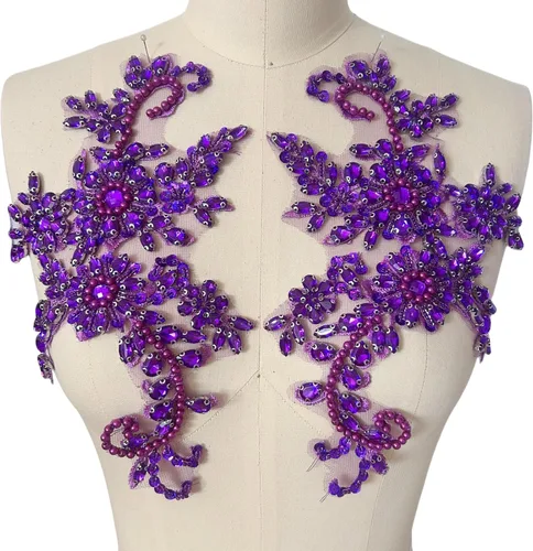 Miniatura 13 de Disfraces de costura, parches y apliques de encaje, adorno de decoración de pecho con cristales acrílicos de cristal, diamantes de imitación