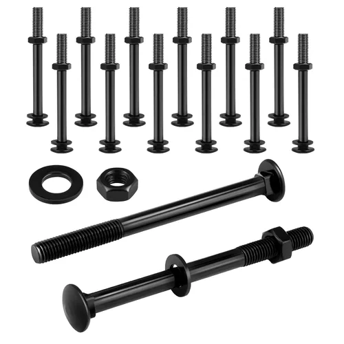 Miniatura 19 de Zonon Juego de 12 pernos de carro de 1/2 x 4 pulgadas, negro galvanizado, incluye arandelas resistentes a la corrosión y tuercas para accesorios